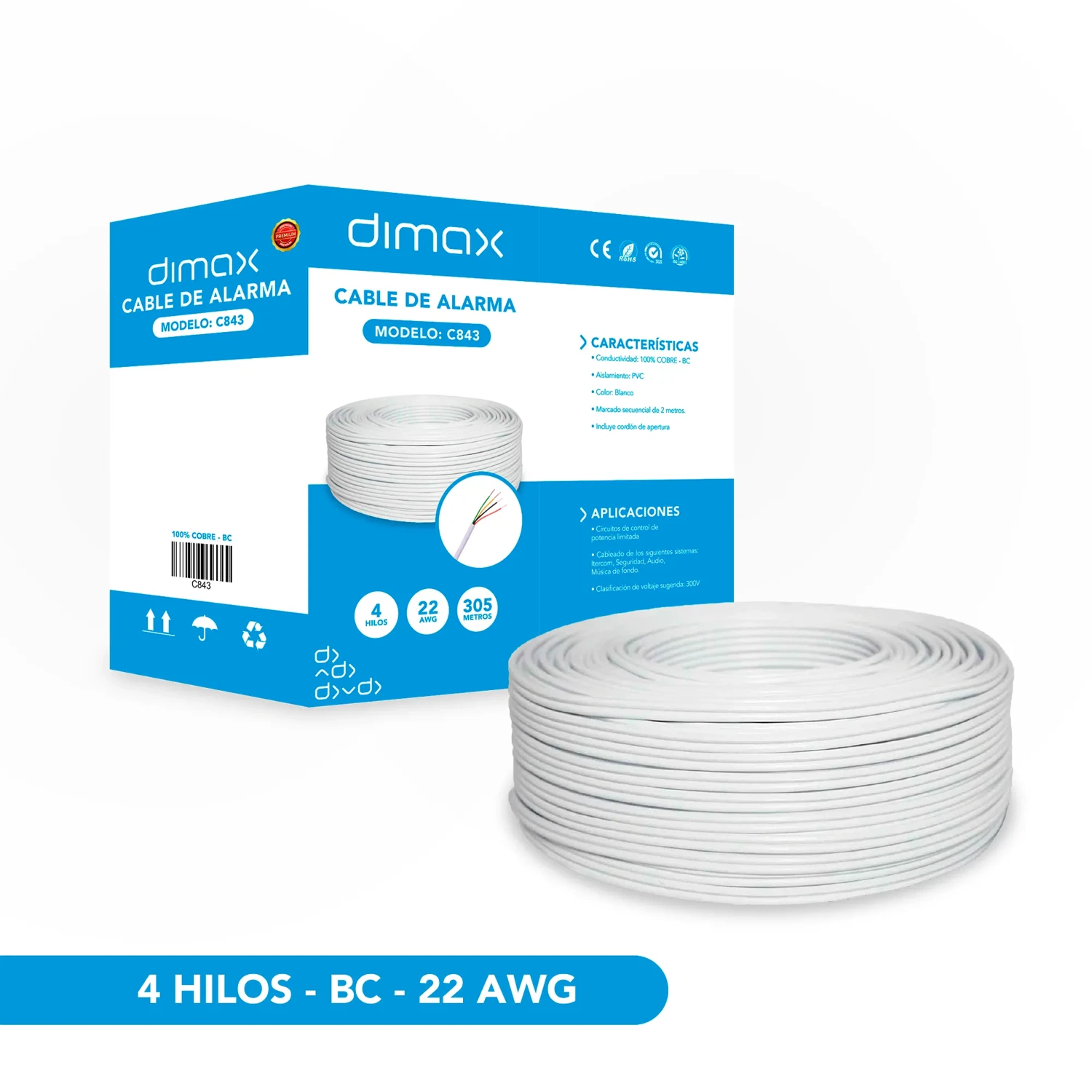 Cable para Alarmas 4 Hilos 100% Cobre — foto 1