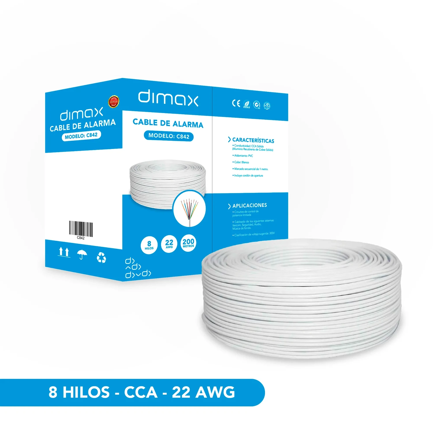 Cable para Alarmas 8 Hilos Cca — foto 1