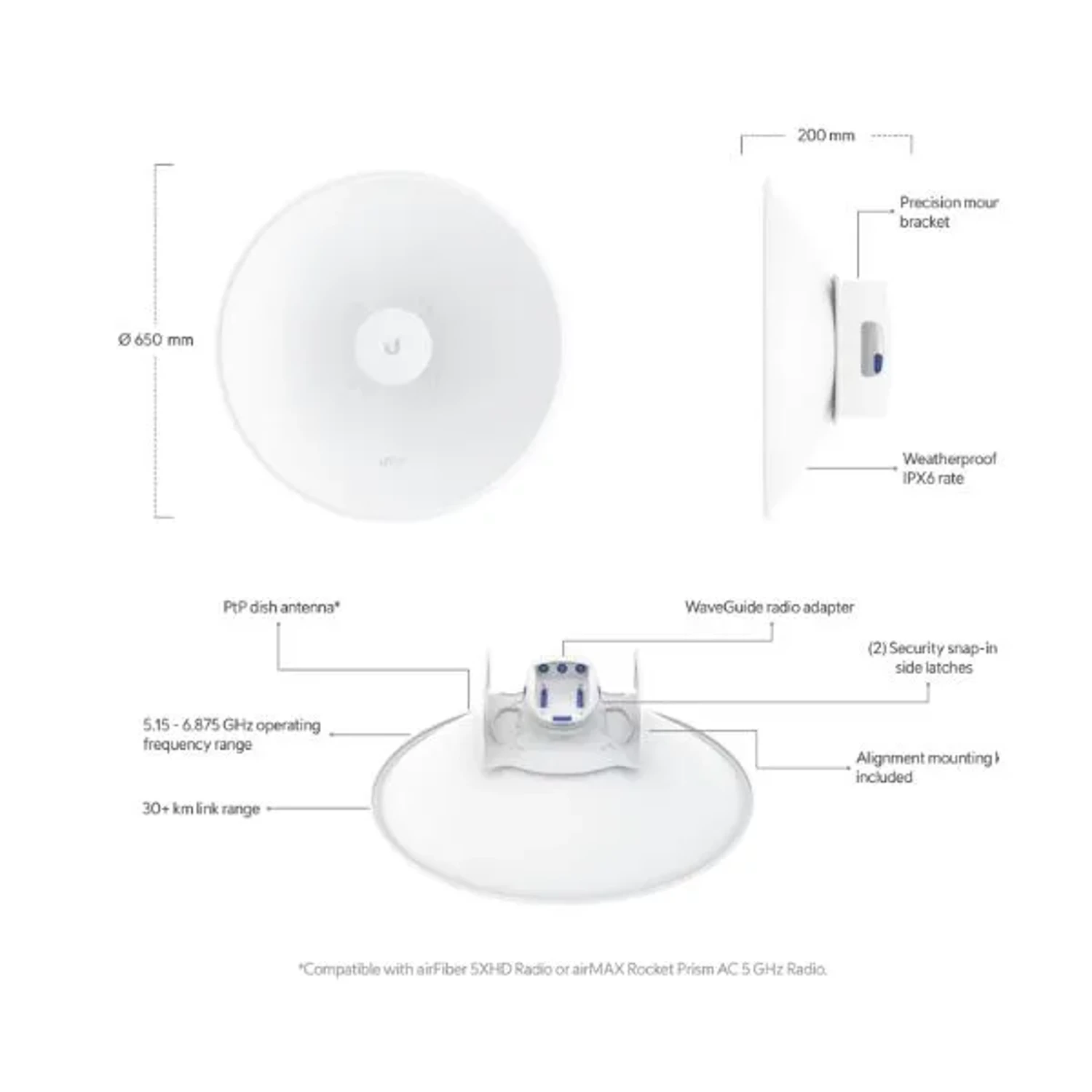 Antena (ptp) Uisp Dish 30dbi Airmax 5ghz — foto 2