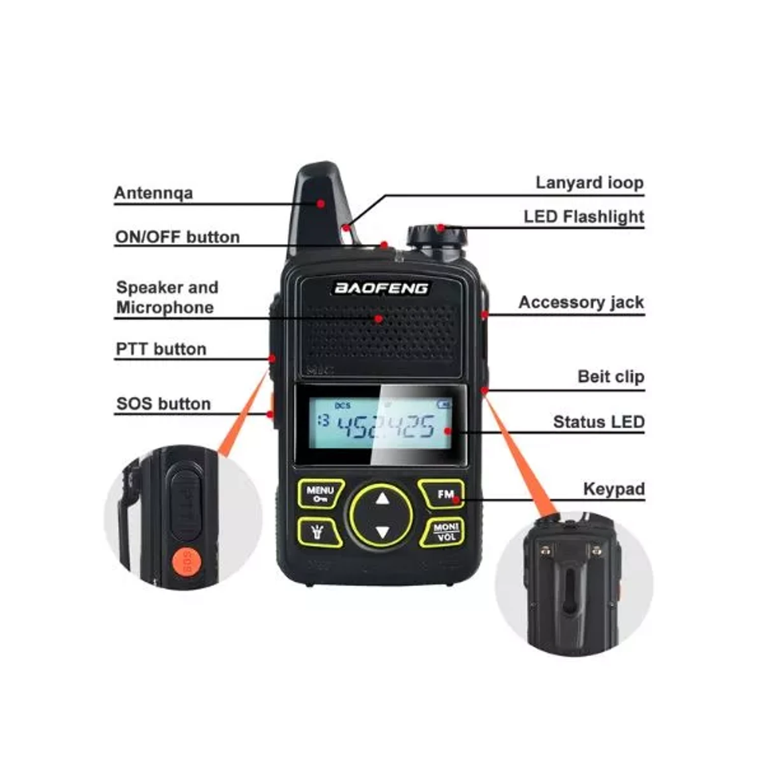 Mini Walkie Talkie UHF con Pantalla — foto 4