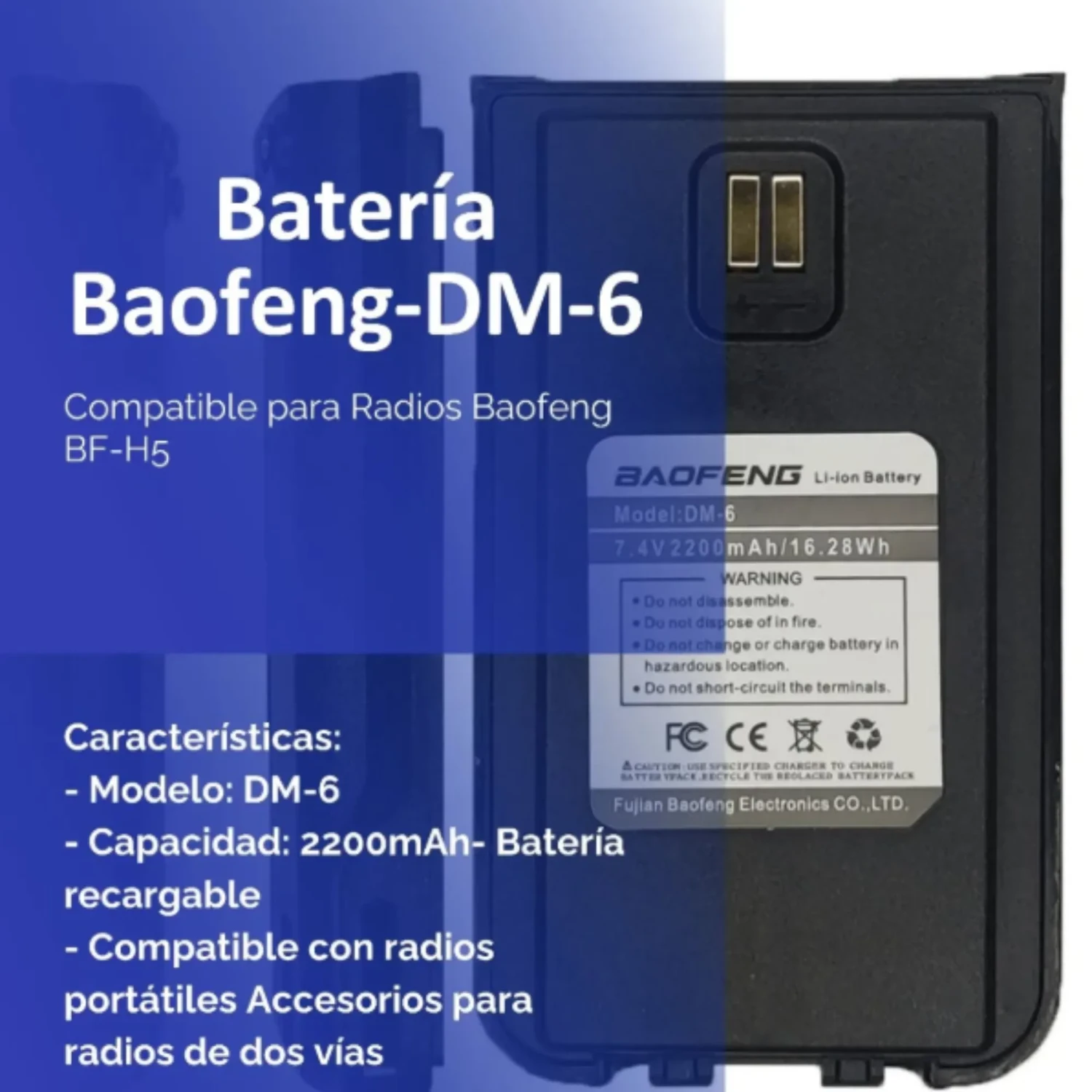 Bateria de Litio para Radio Bf-h5 — foto 1
