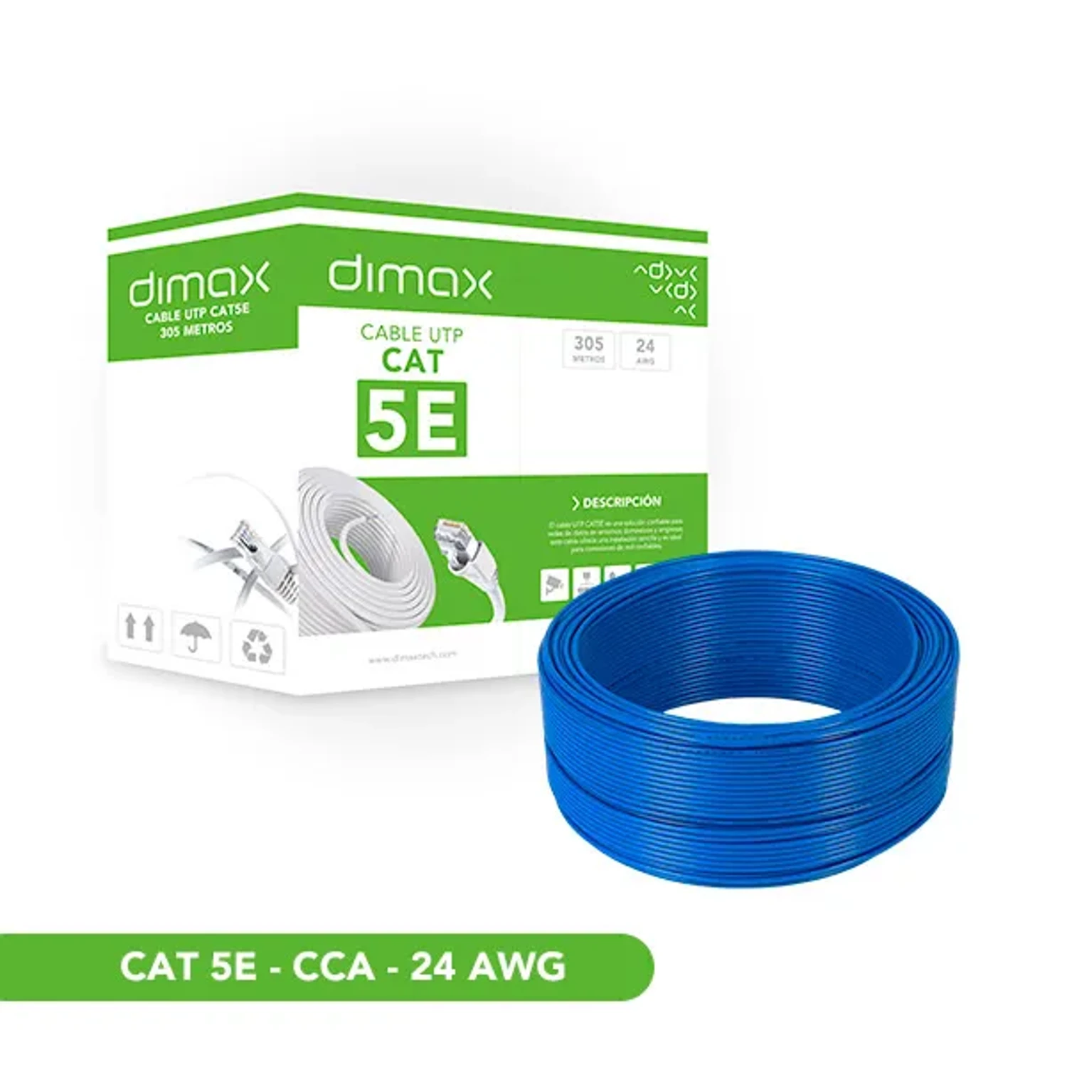 Cable UTP CAT5E Cca Int 305m Metros — foto 1