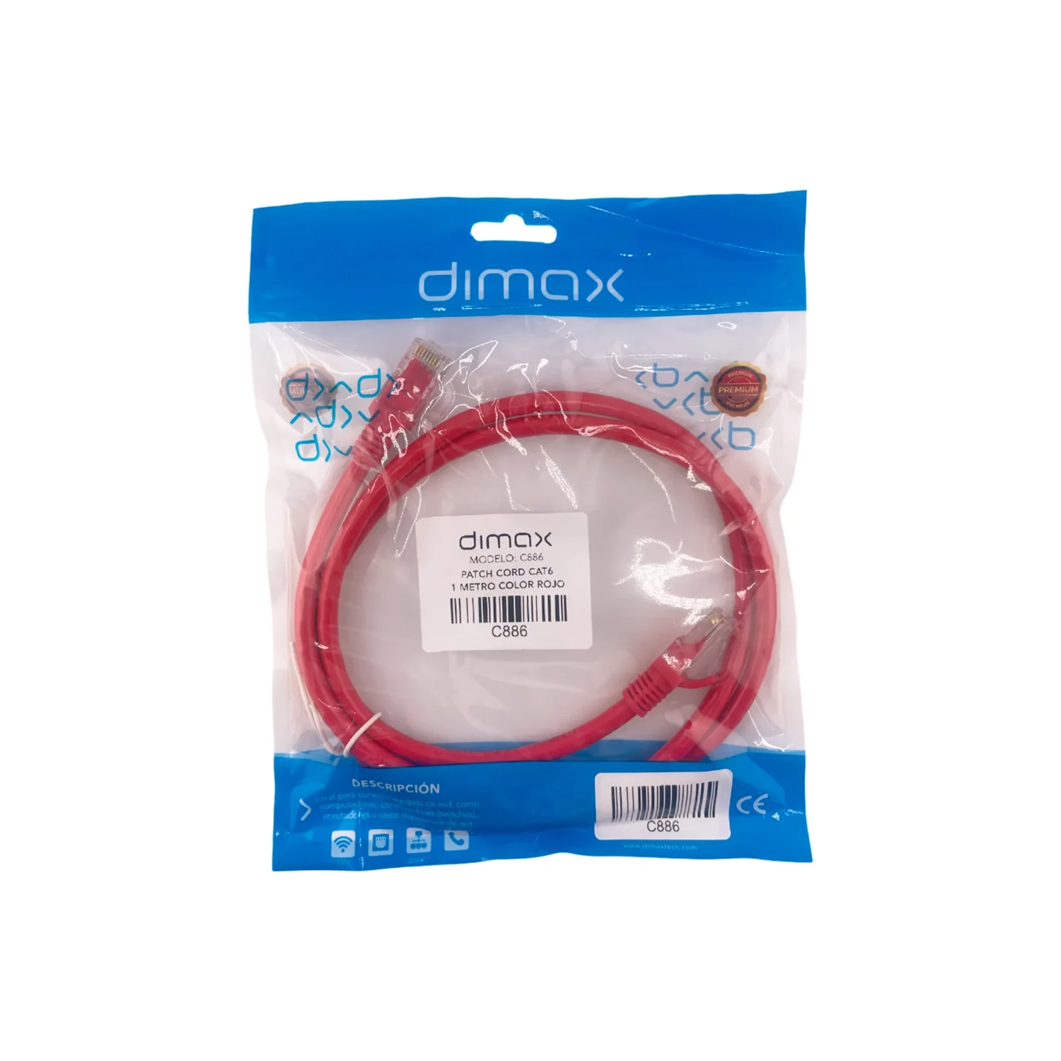 Patch Cord CAT6 1 Metro Color Rojo — foto 2