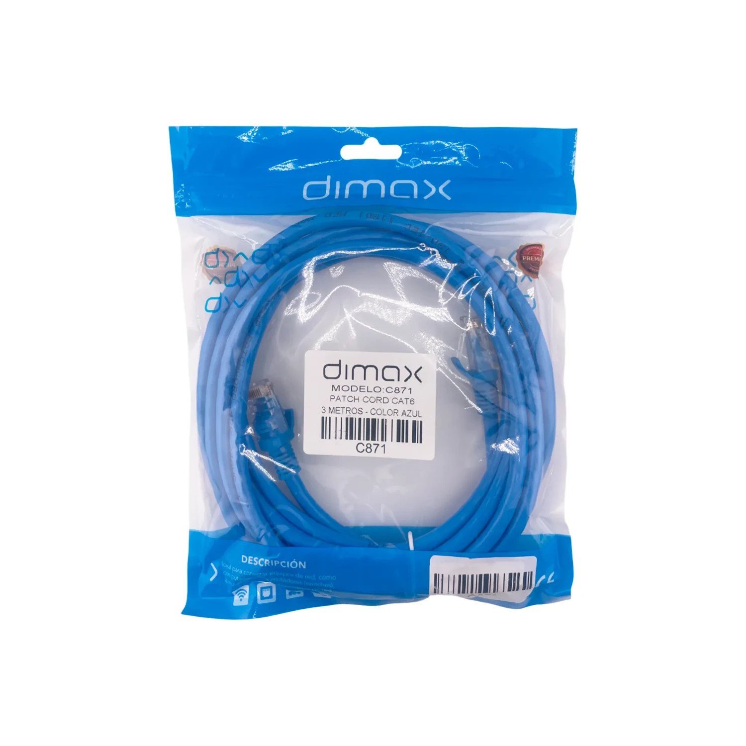 Patch Cord CAT6 3 Metros Color Azul — foto 2