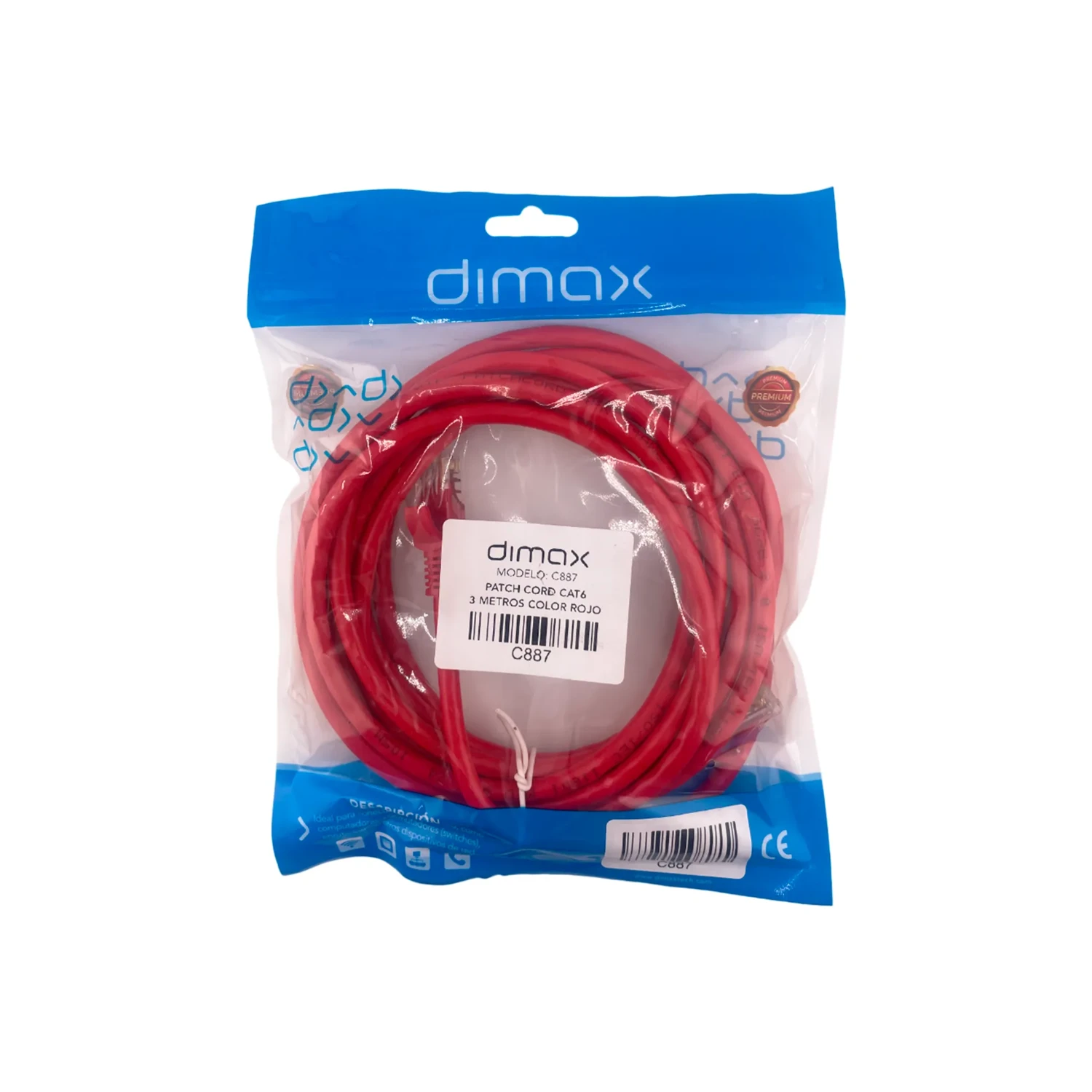 Patch Cord CAT6 3 Metros Color Rojo — foto 2