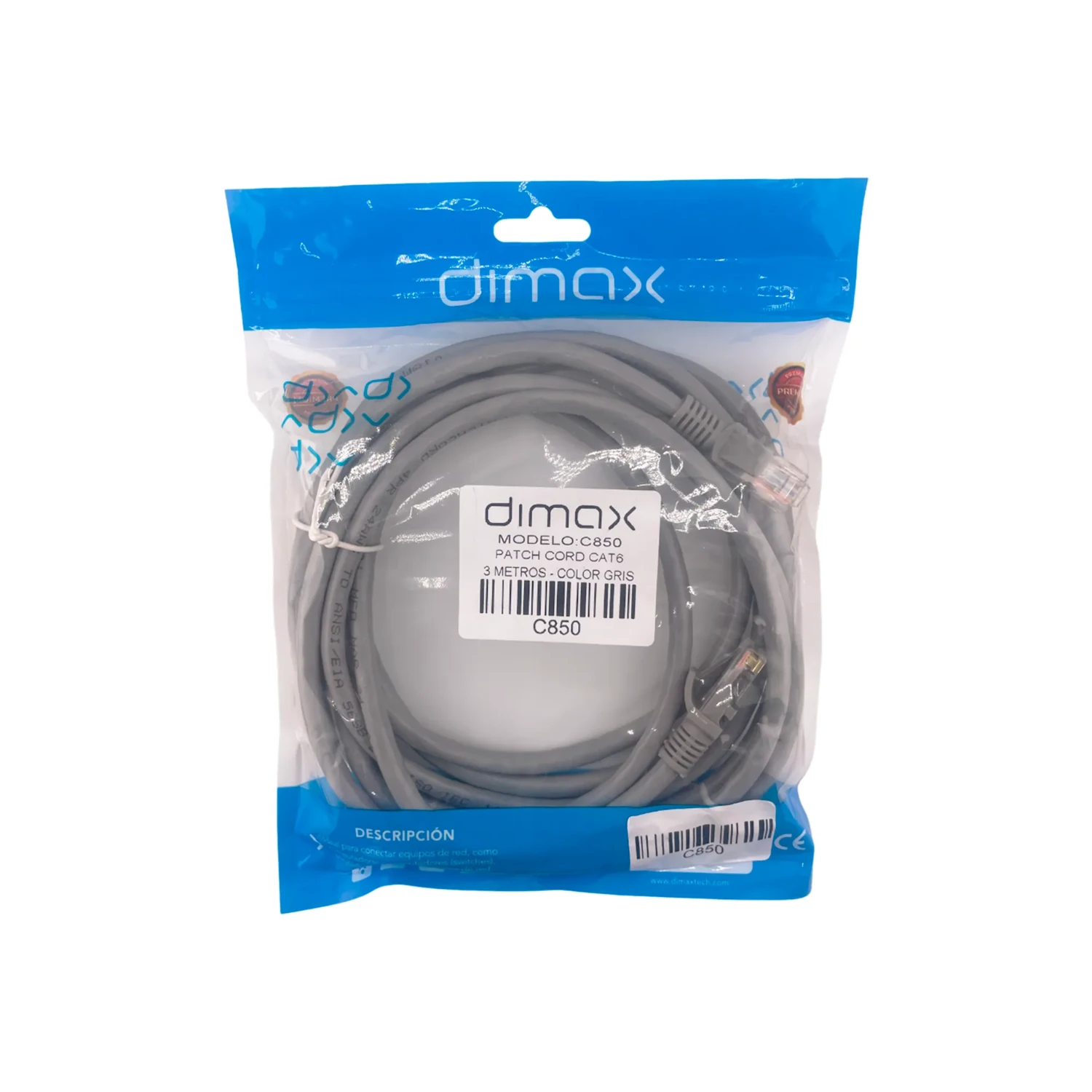 Patch Cord CAT6 3 Metros Color Gris — foto 2