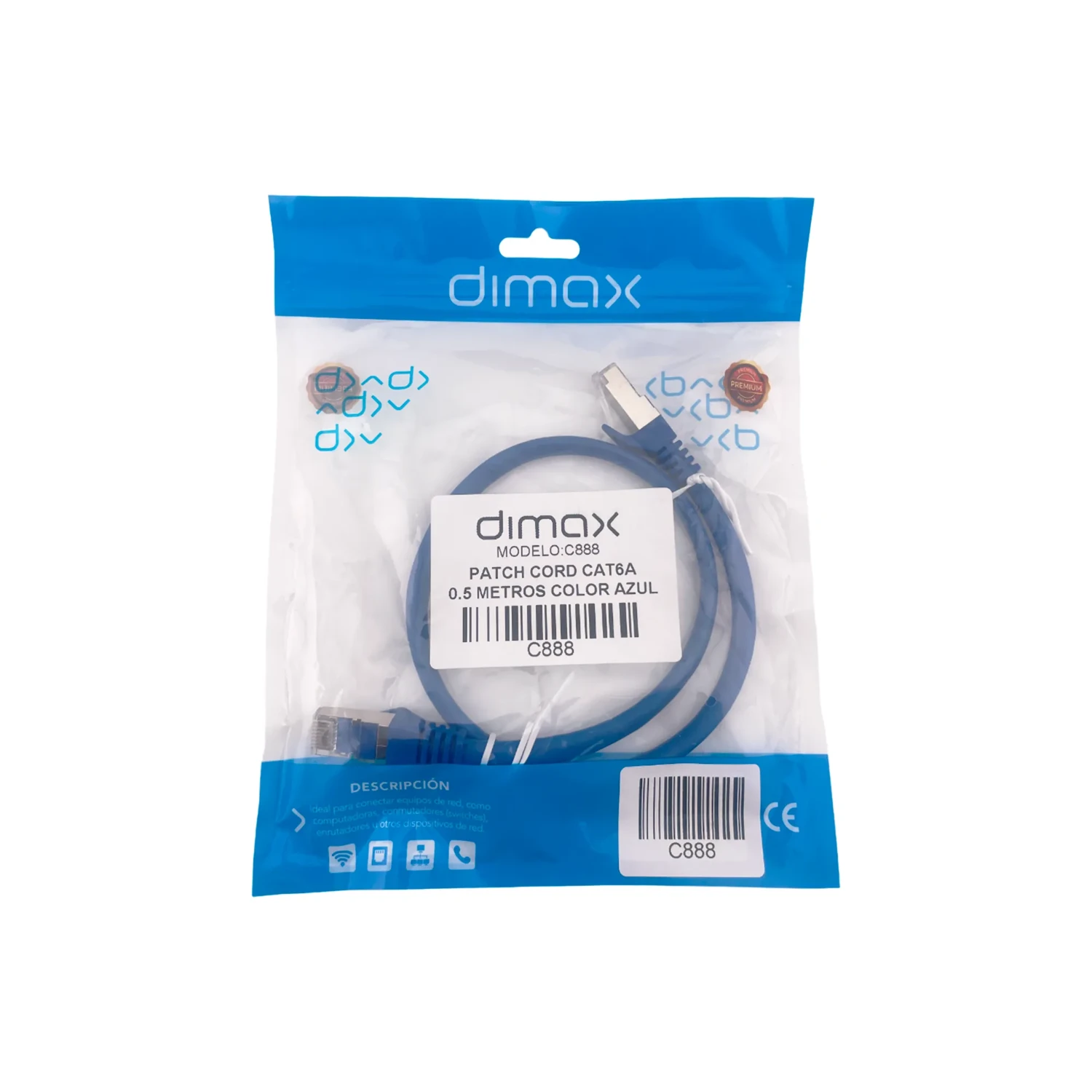 Patch Cord CAT6A 0.5 Metros Color Azul — foto 2