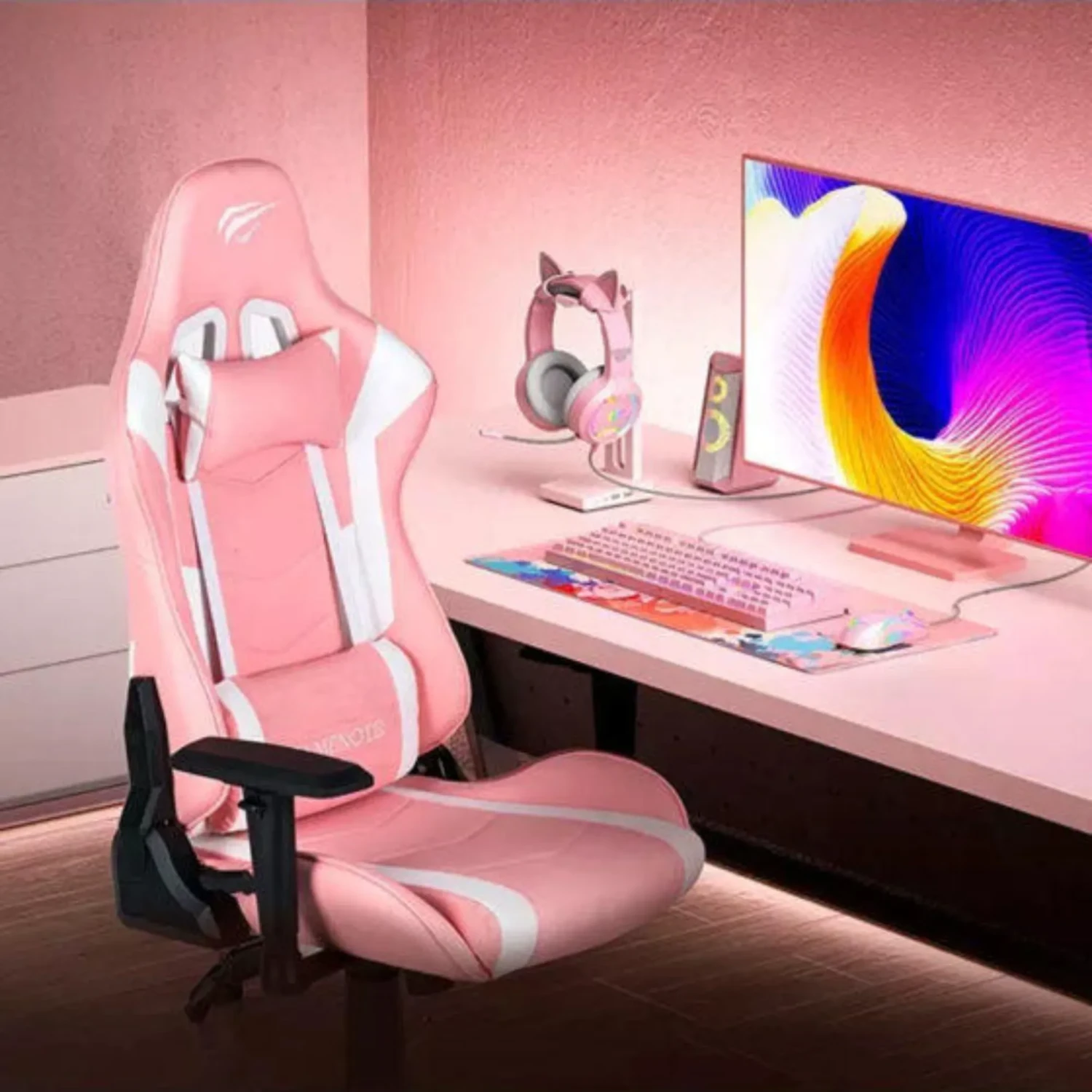Silla Gamer Blanco+rosa — foto 5