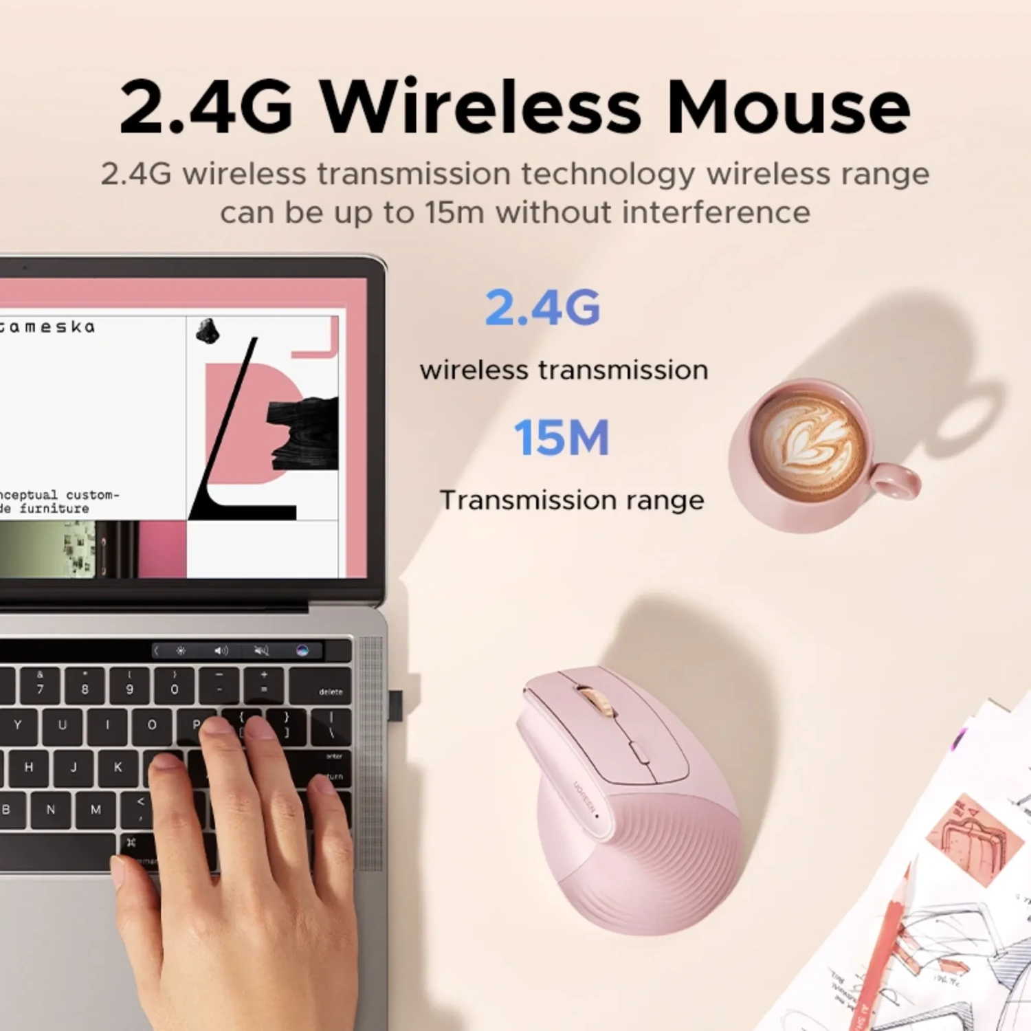 Mouse Ergonomico Vertical Rosado — foto 7