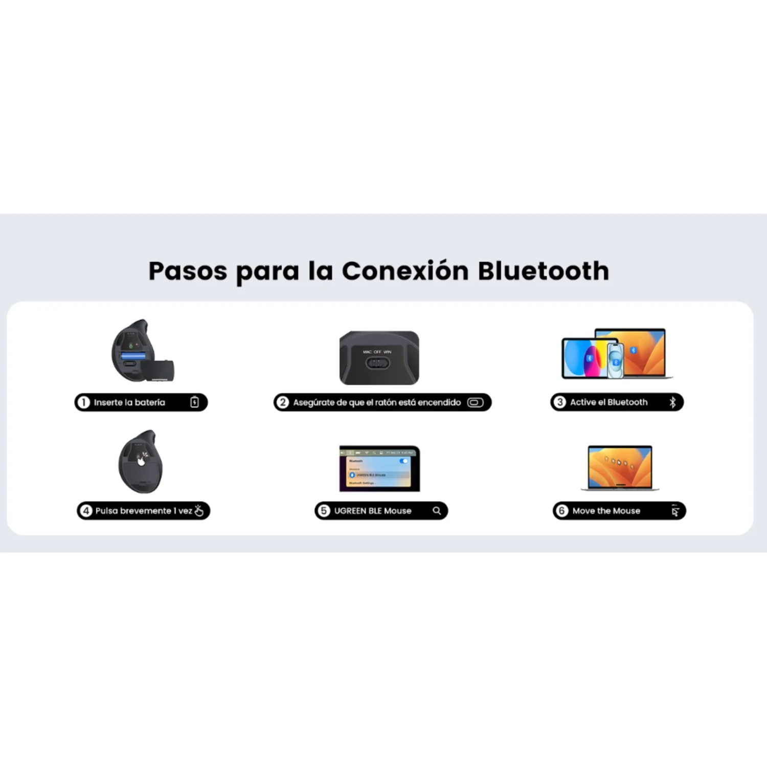 Mouse Inalambrico Dual Vertical Ugreen — foto 5