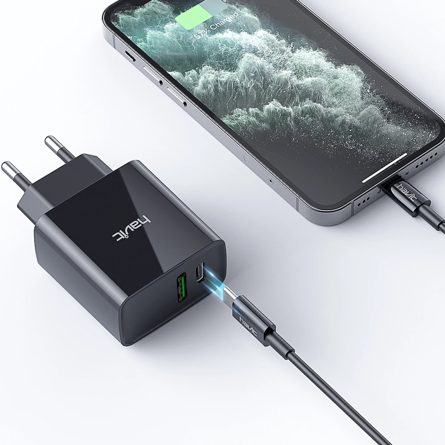 Cargador Havit Negro Pd20w+qc3.0 — foto 3