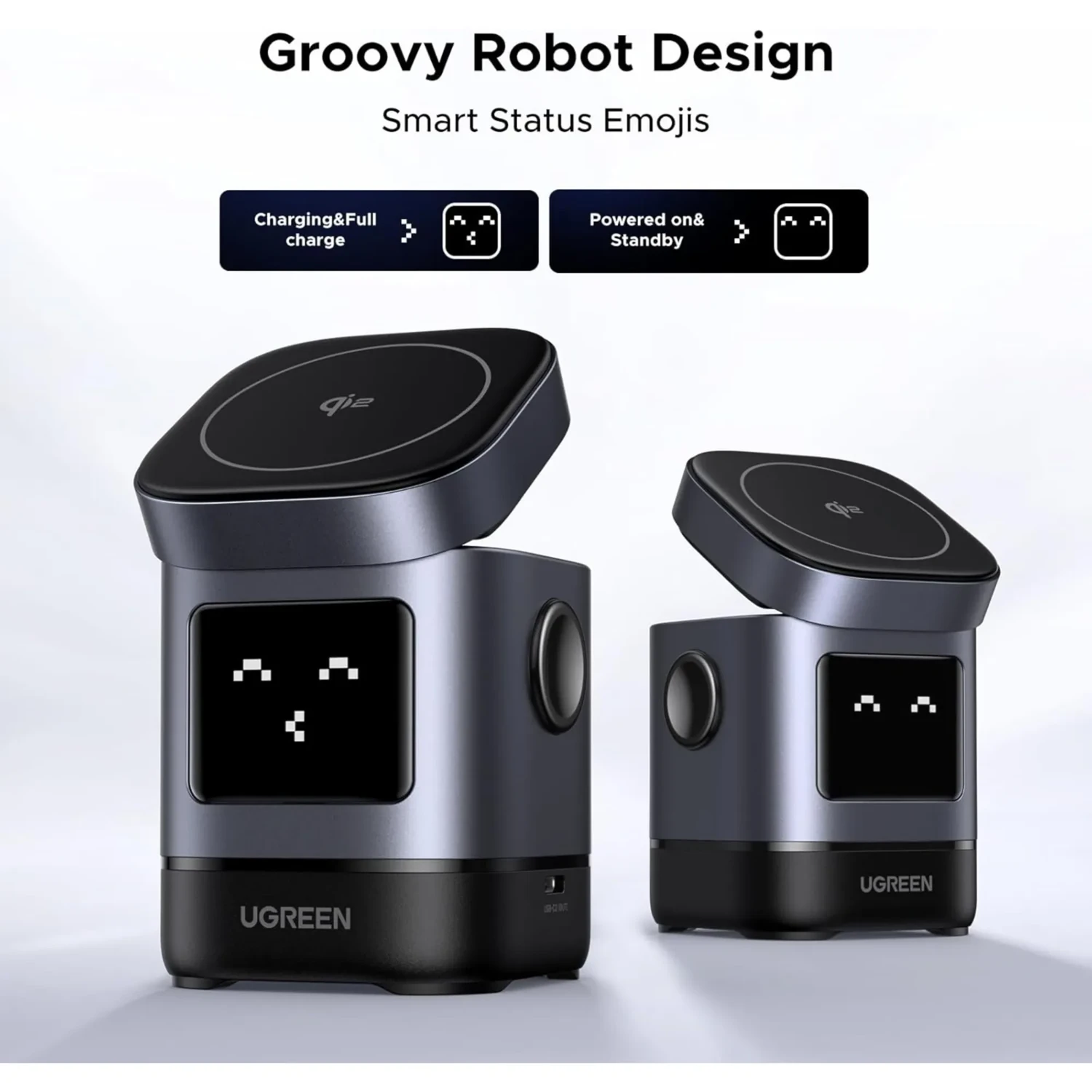 Cargador Robot Ugreen Uno Qi2 2en1 15w — foto 3