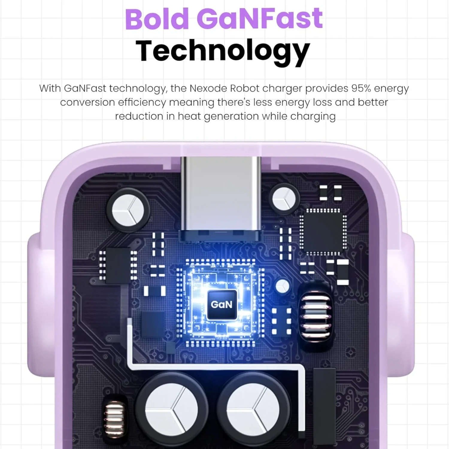 Cargador Usb-c 30w Nexode Robot Gan Purp — foto 7