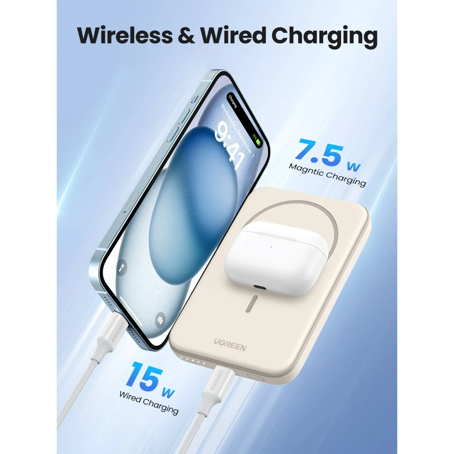 Power Bank Ugreen 5000mah 15w Beige — foto 7