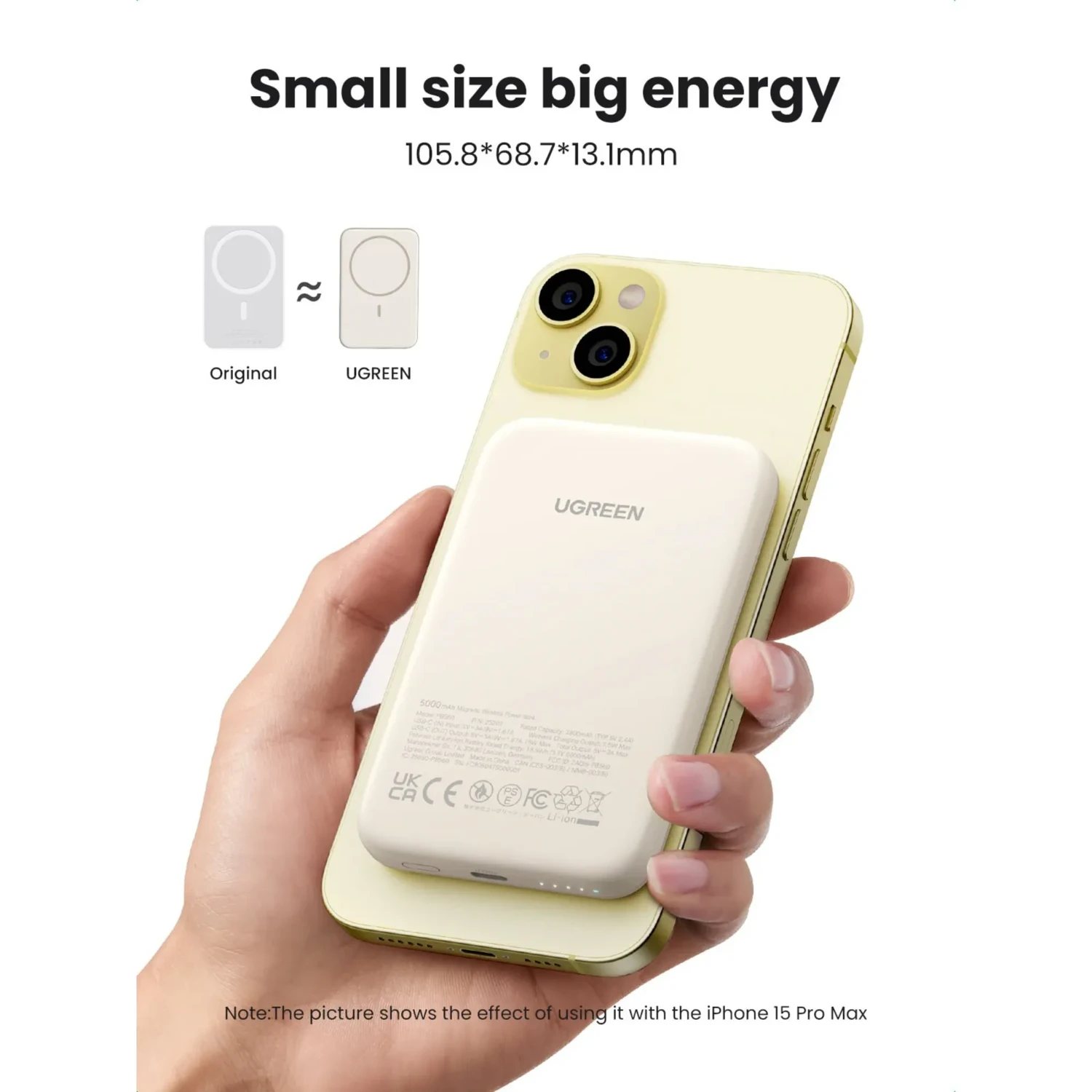 Power Bank Ugreen 5000mah 15w Beige — foto 8