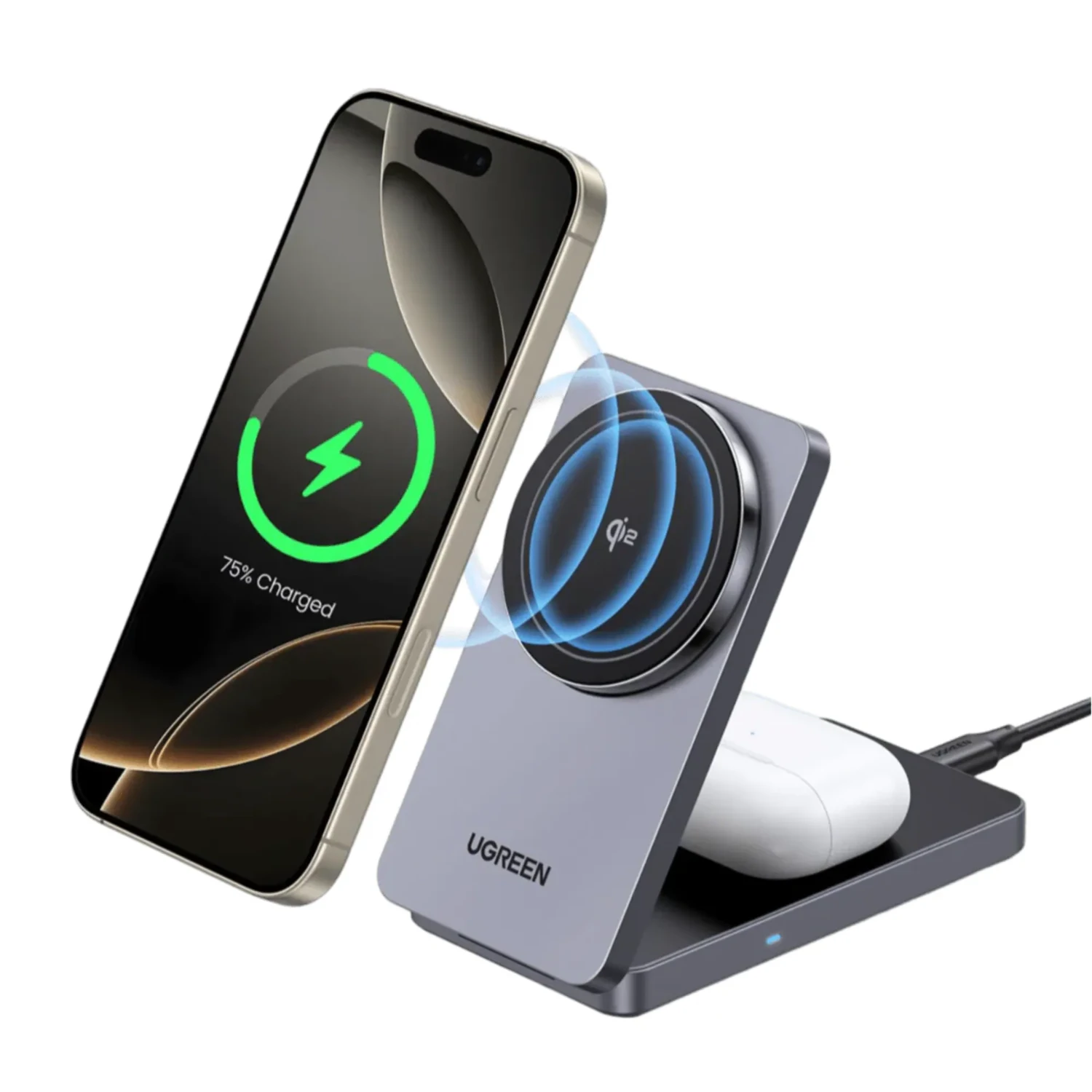 Ugreen Magflow Qi2 Cargador 2en1 — foto 1