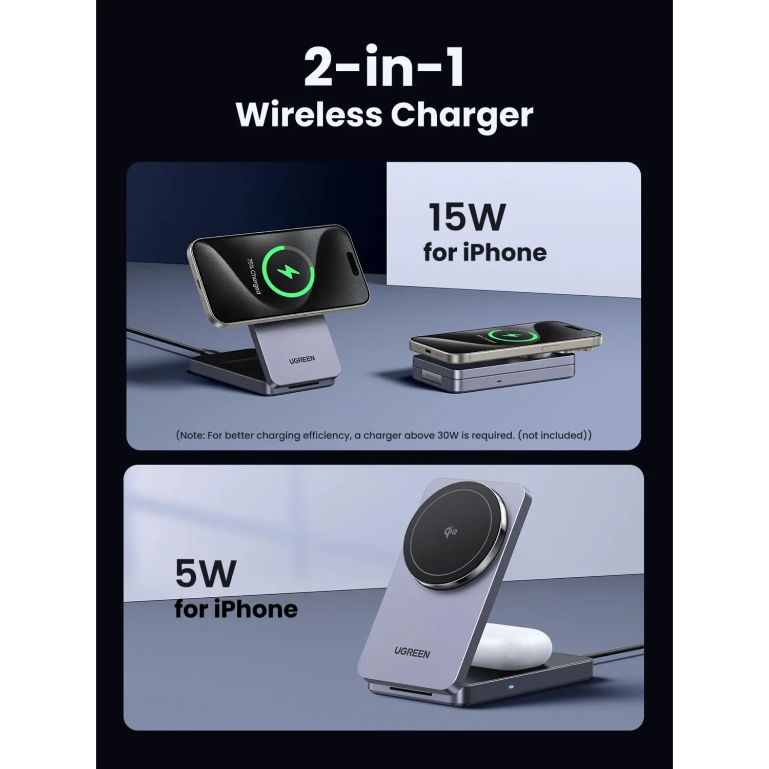 Ugreen Magflow Qi2 Cargador 2en1 — foto 4