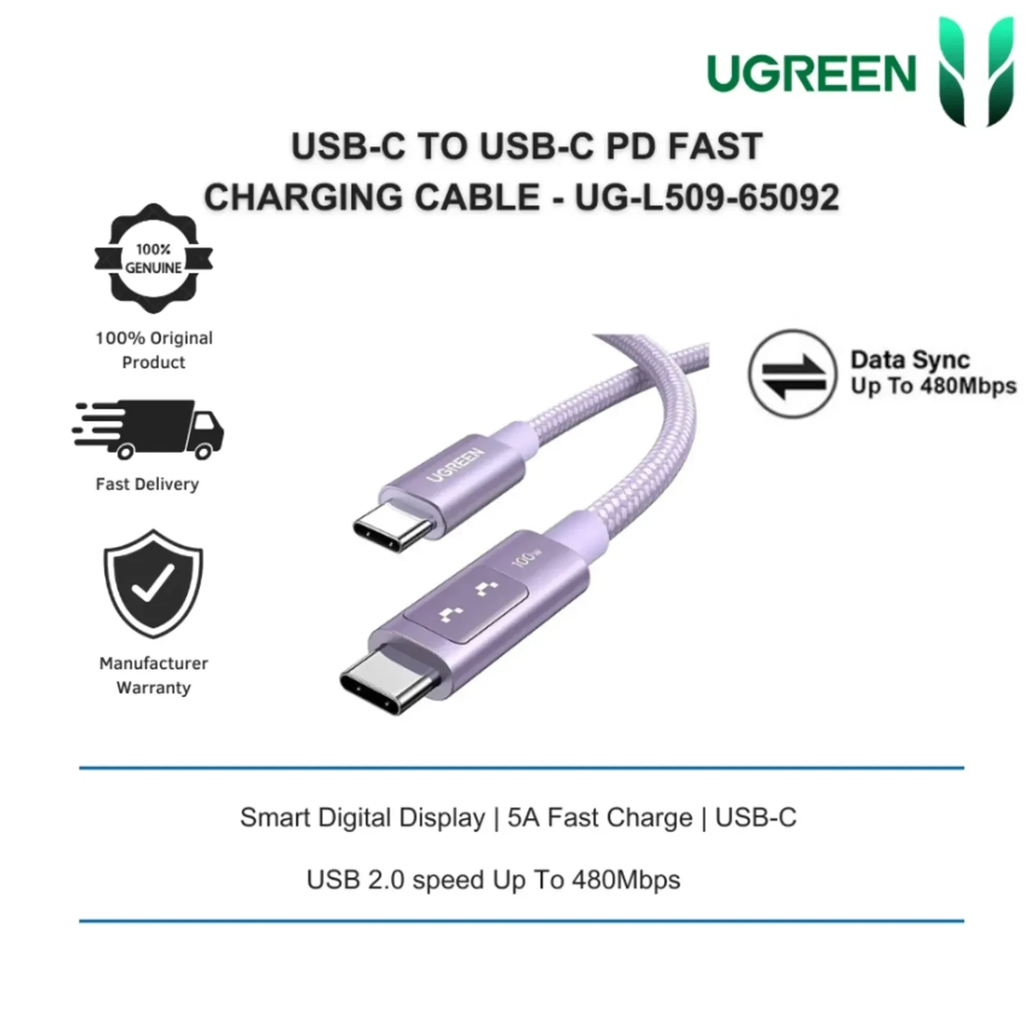 Cable Usb-c a Usb-c 100w Pantalla LED — foto 2