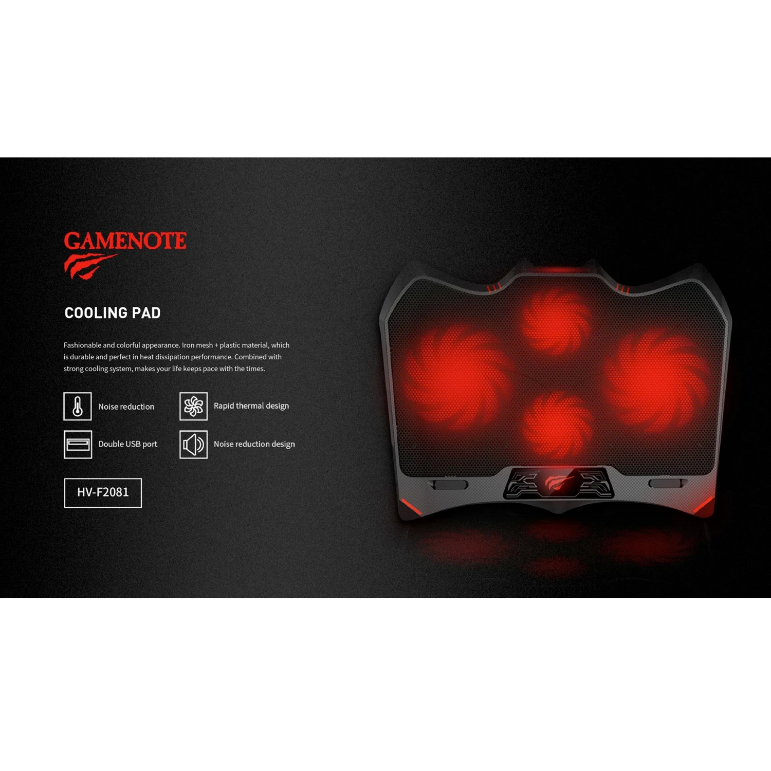Cooleer Gaming P/portatil Negro LED Rojo — foto 3