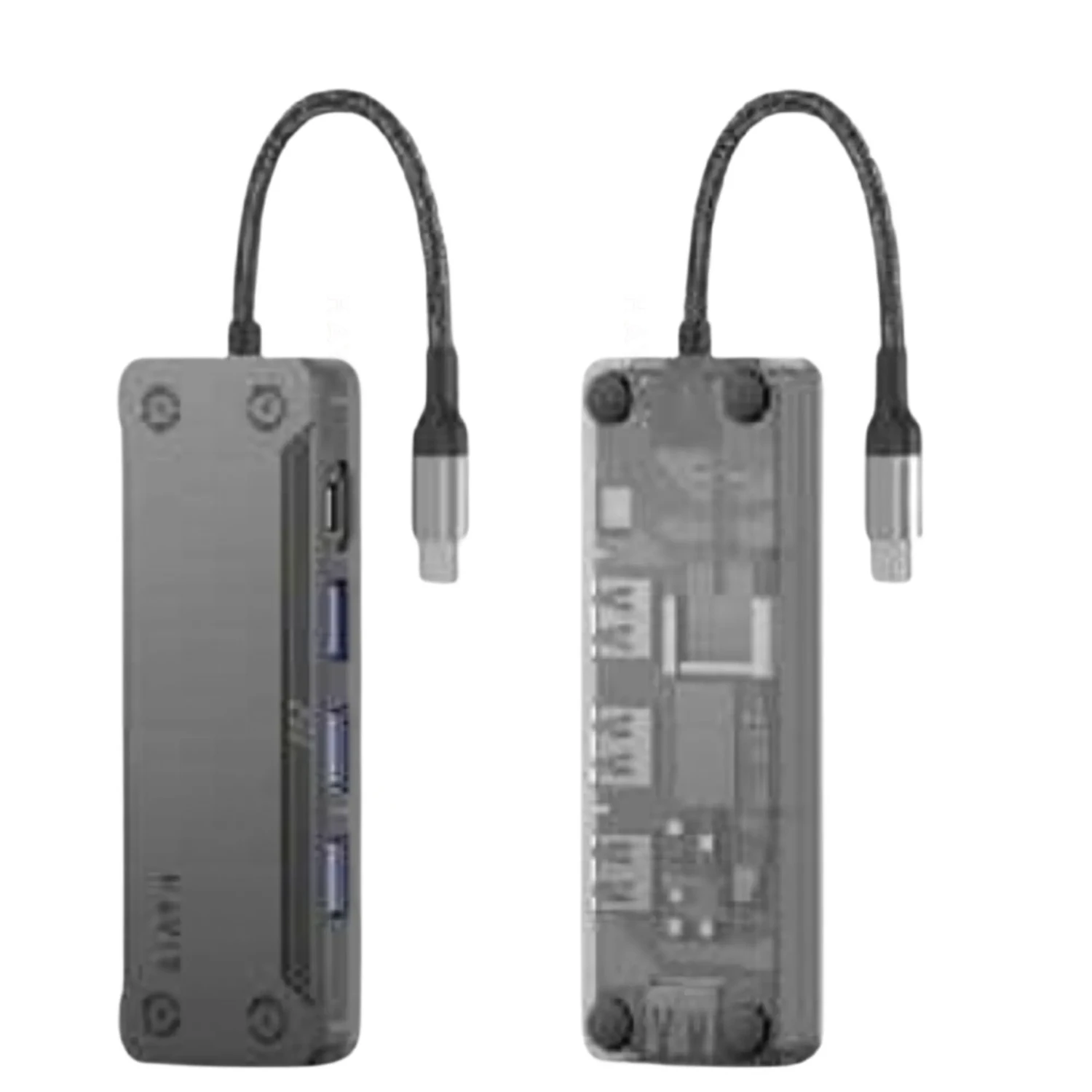 Hub Usb-c Case Aluminio+abs Transparente — foto 1