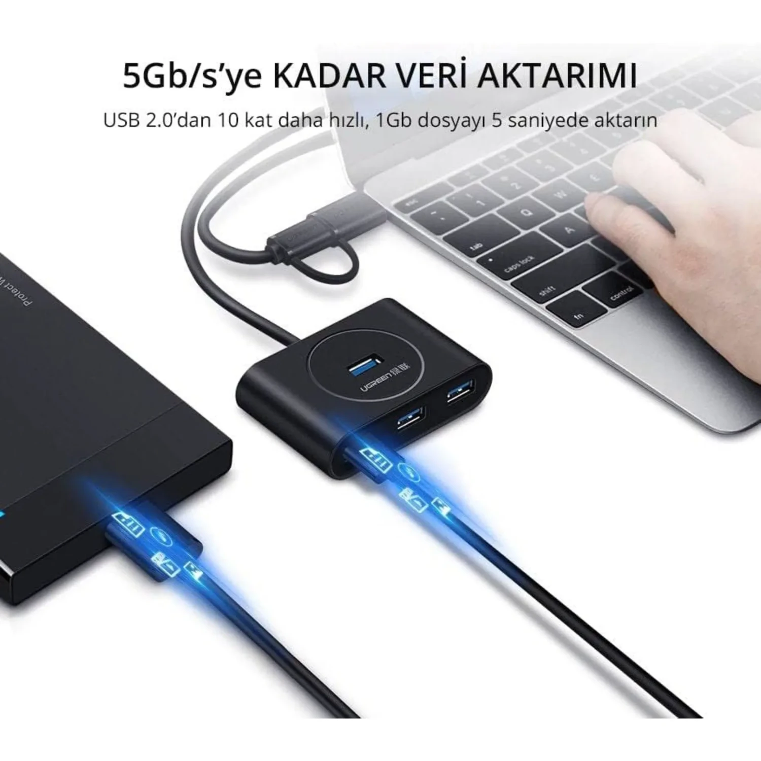 Hub USB 3.0 con Adaptador Tipo-c — foto 3