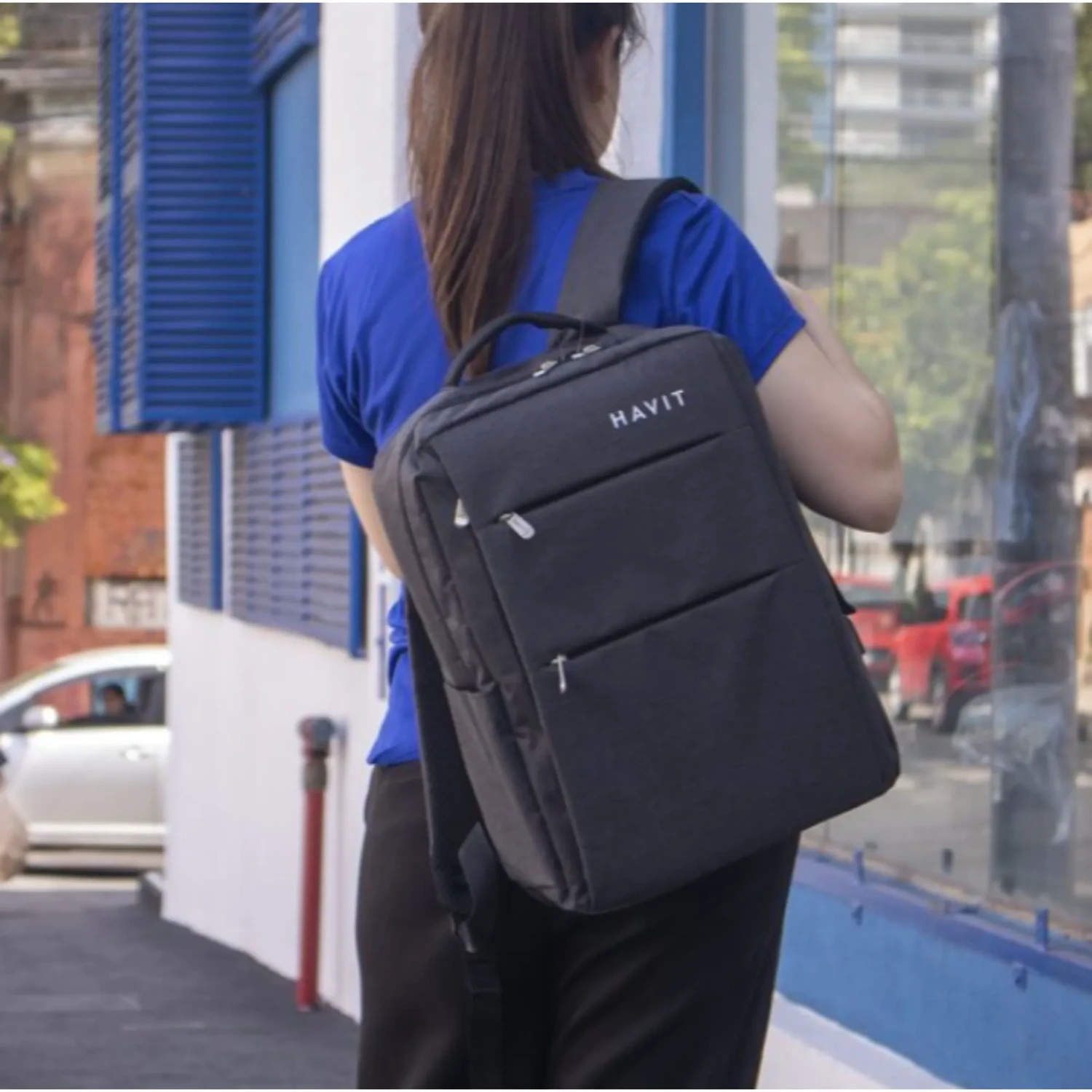 Mochila Havit Color Negro Ceniza — foto 2