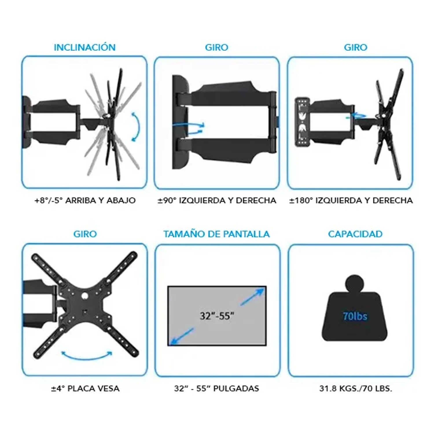 Soporte de TV 17"-55" Giro 180° — foto 6