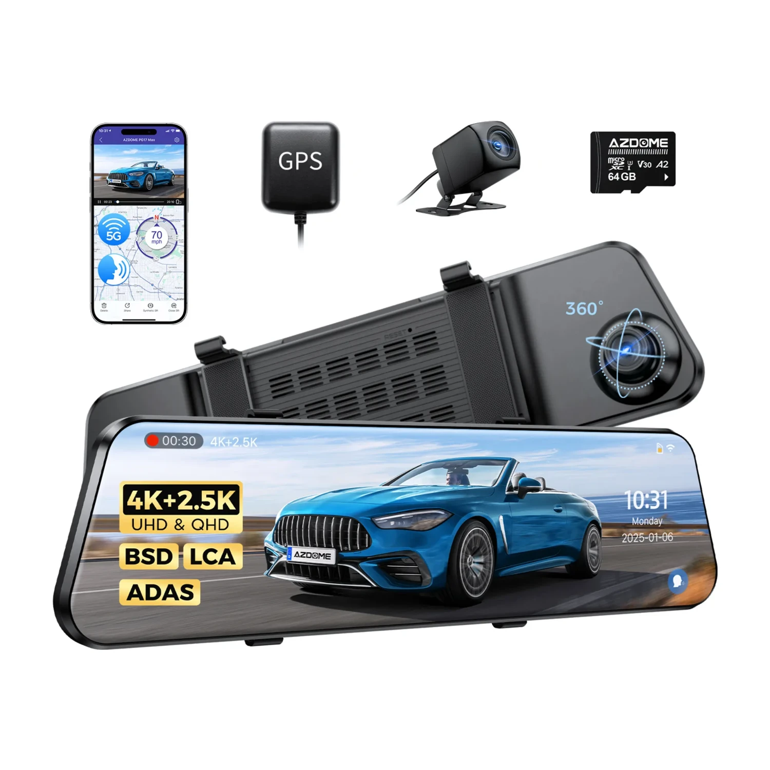 Dash Cam Tipo Retrovisor 4K — foto 1